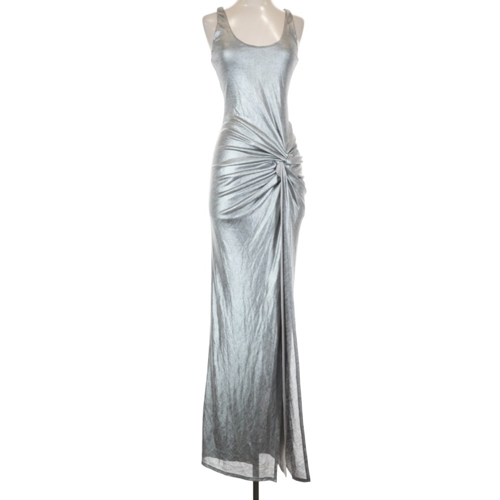 Lovers and Friends Tonya Maxi Dress Gunmetal Silver Metallic ACD3152 U24 S NEW - Picture 3 of 9